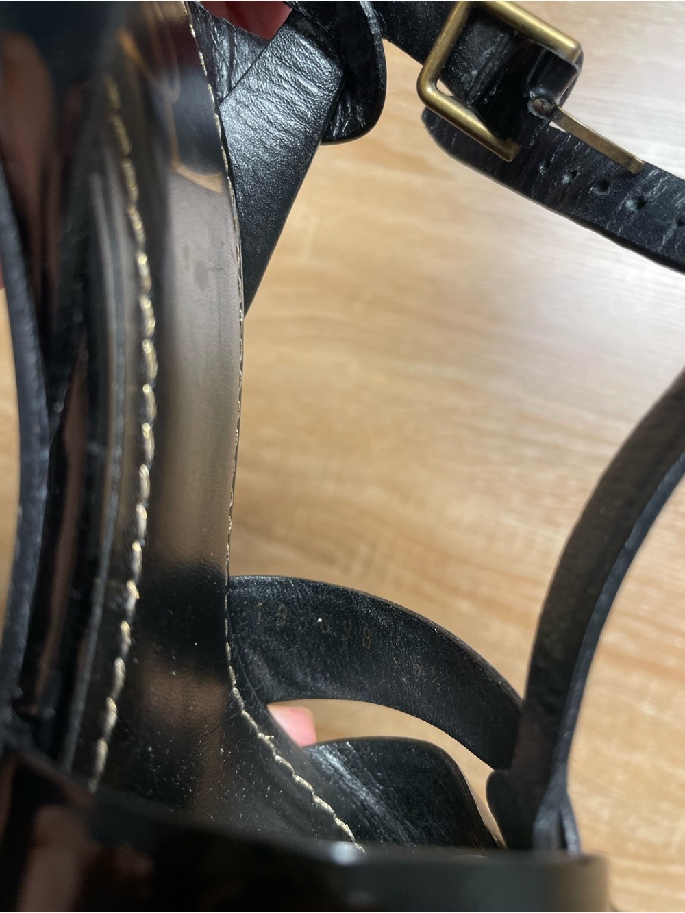 Yves Saint Laurent Black Patent Leather Braided Platform Heels - Picture 6 of 6
